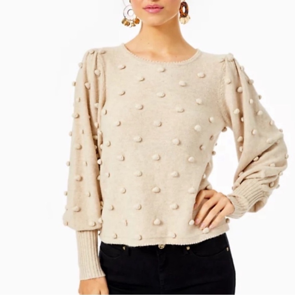 Lilly Pulitzer Kippa Pom Pom Sweater – Oatmeal – Size Medium